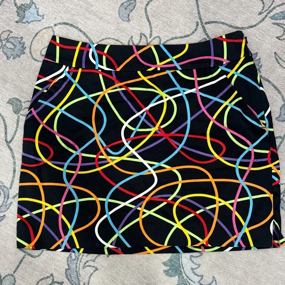 Loudmouth Golf Black Skort Multicolor Swirls Athletic Tennis